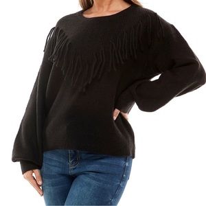 Fringe front crew sweater